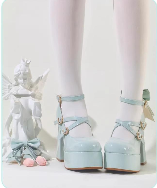 Whispering Tulip - Classic Lolita Heel Shoes, Detachable Tulip Bow (35 36 37 38 39 40 41 42 43 44 45) 44633:816566