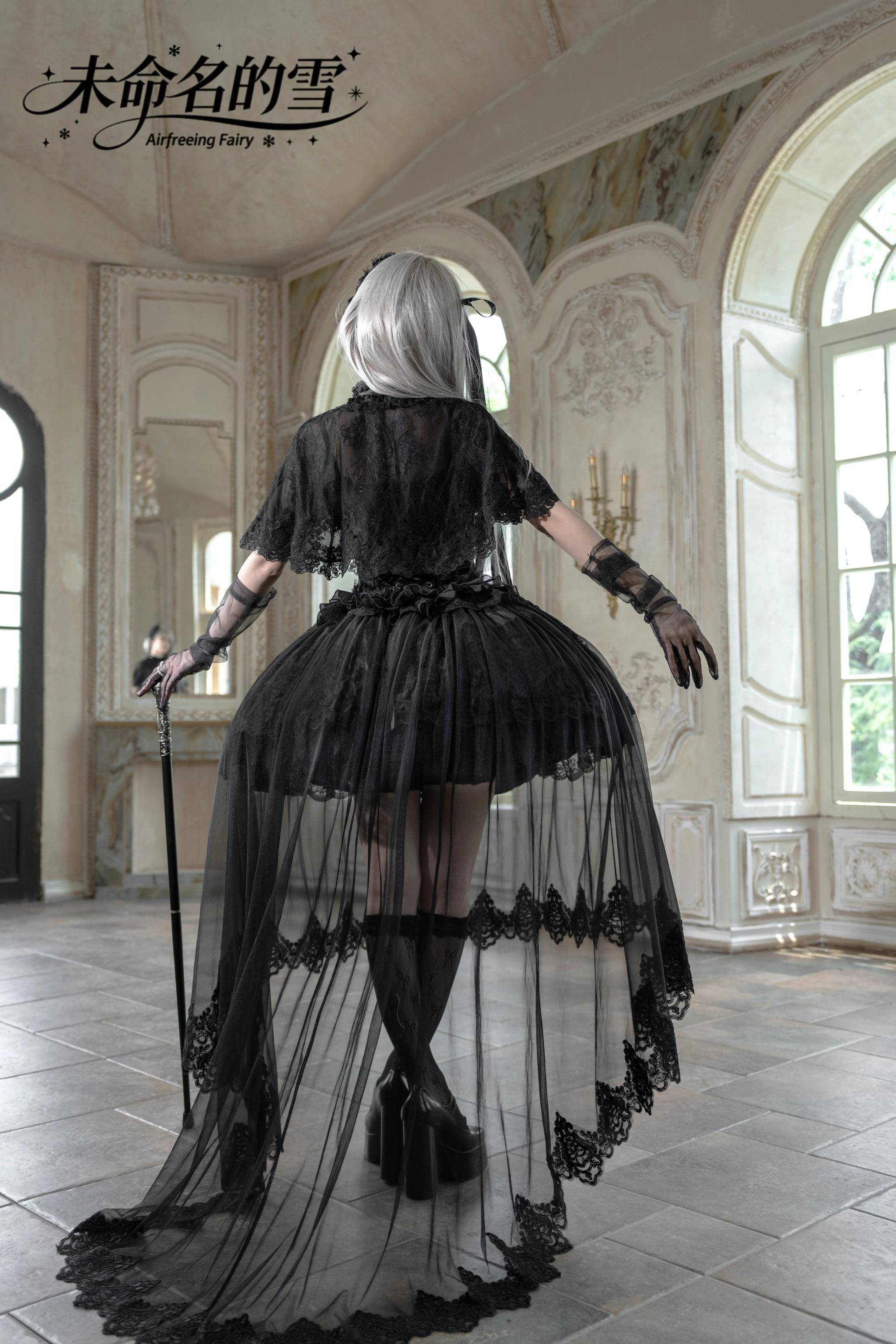 Nameless Snow - Classic Lolita Corset JSK Dress, Detachable Cape 45683:859013