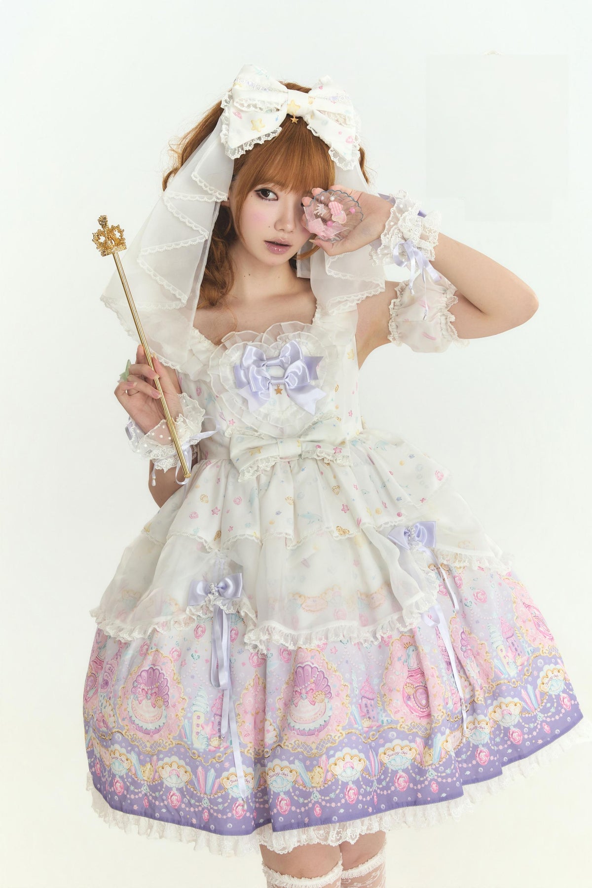 Dolphin Perfume Bottle - Sweet Lolita JSK & Halter OP, Dolphin & Perfume Bottle Print (L M S XL) 45944:868838