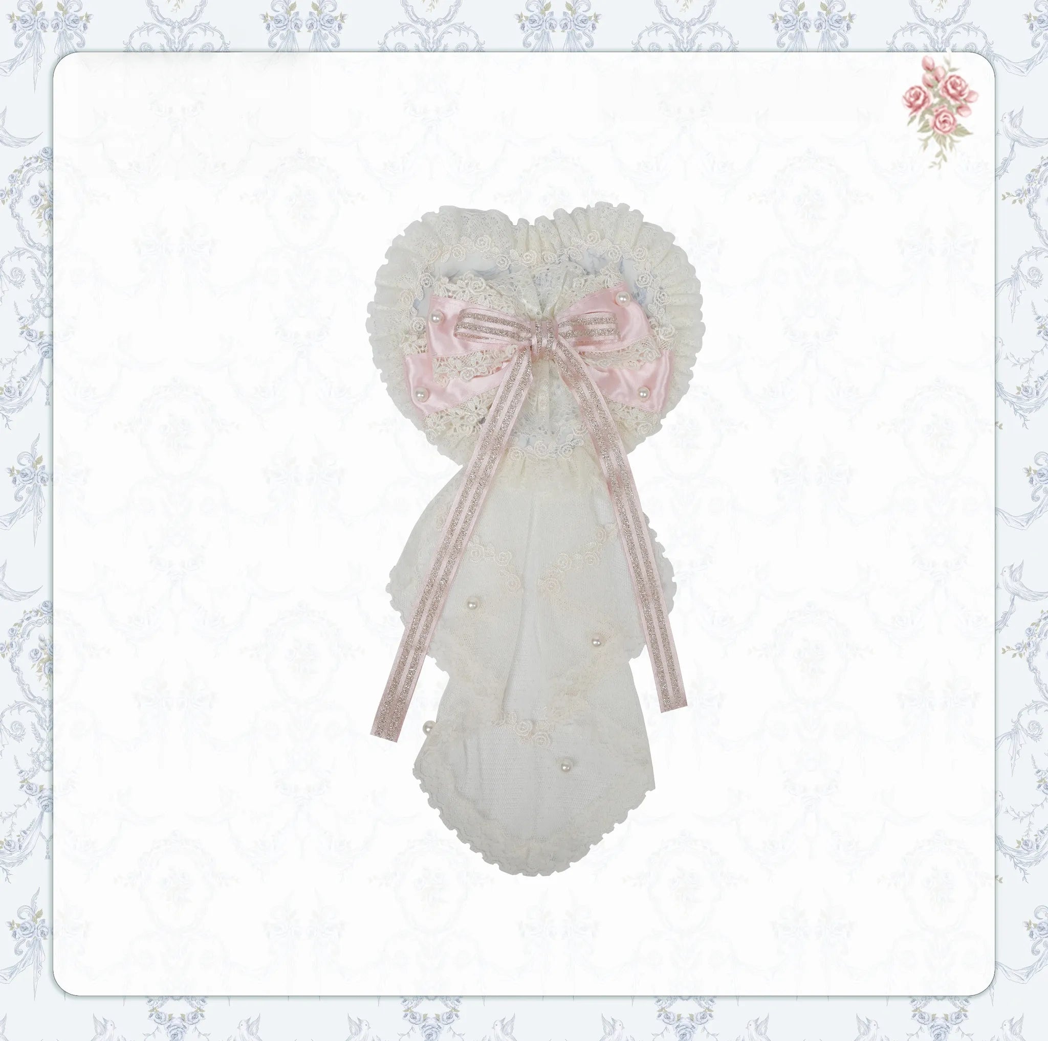 Rose Fragrance - Classic Lolita Lace JSK & OP Dress, Rose & Perfume Bottle Print (L M S) 45850:865565