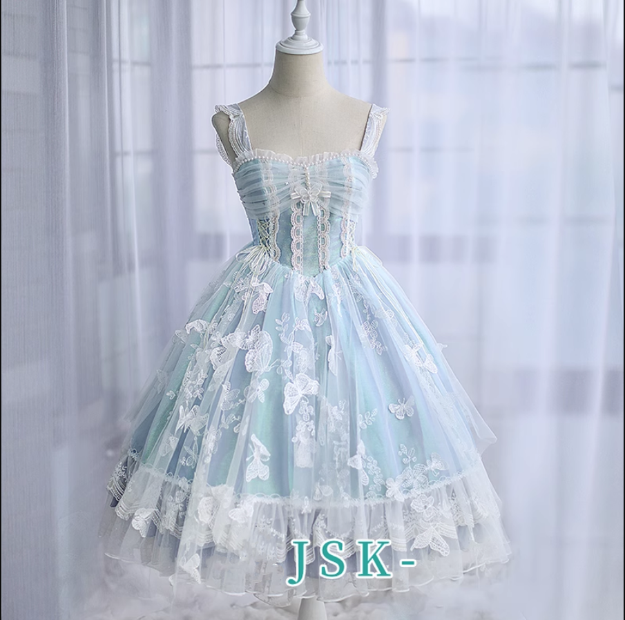 FantasyMirror - Exquisite Butterfly JSK Floral Wedding Lolita JSK Dress (L M S) 16726:222082