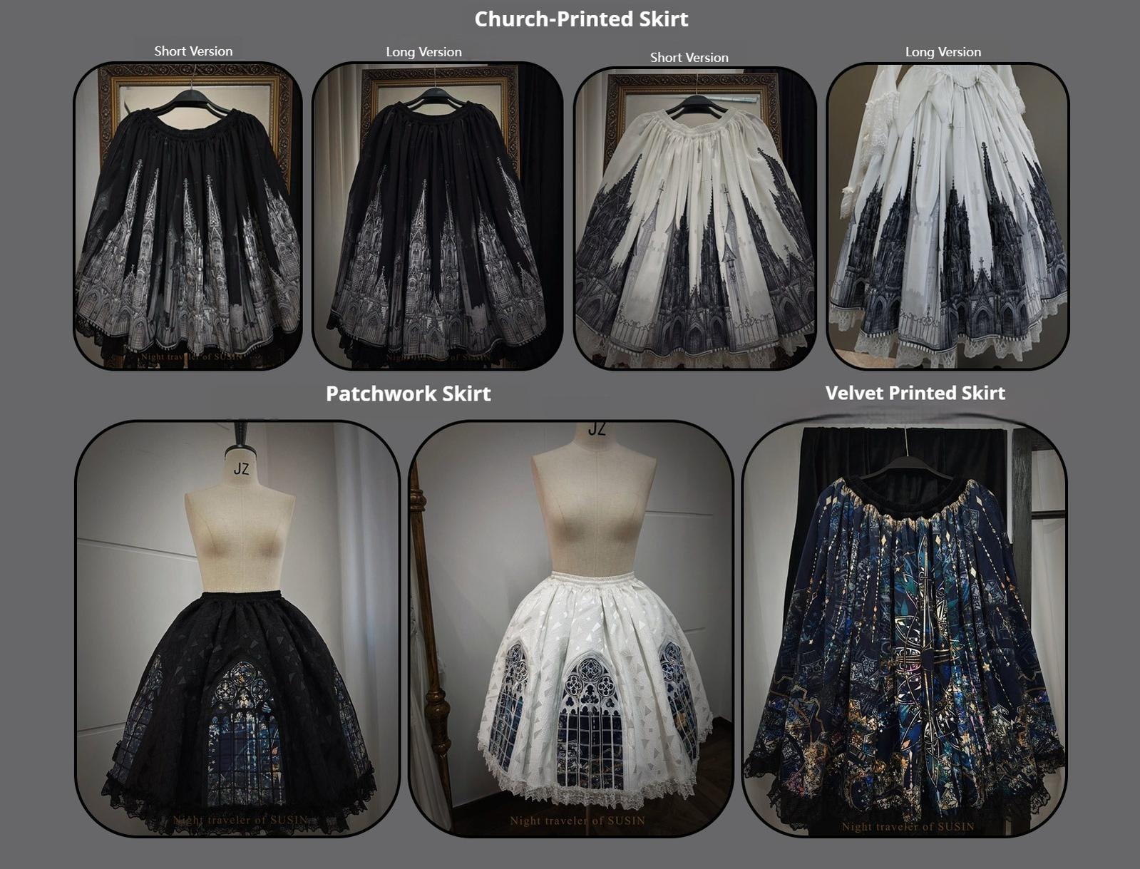 Susin Lolita - Night Traveler - Gothic Lolita Skirt Outfit Long Coat Shirt and Bustier Set 42118:727572