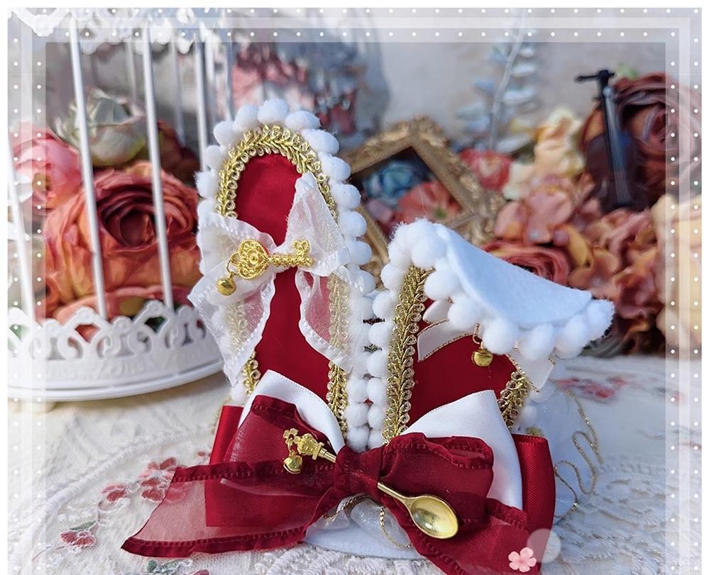 Menglu - Lolita Top Hat Rabbit Ear Bow Lolita Headdress Multicolors Platinum wine red