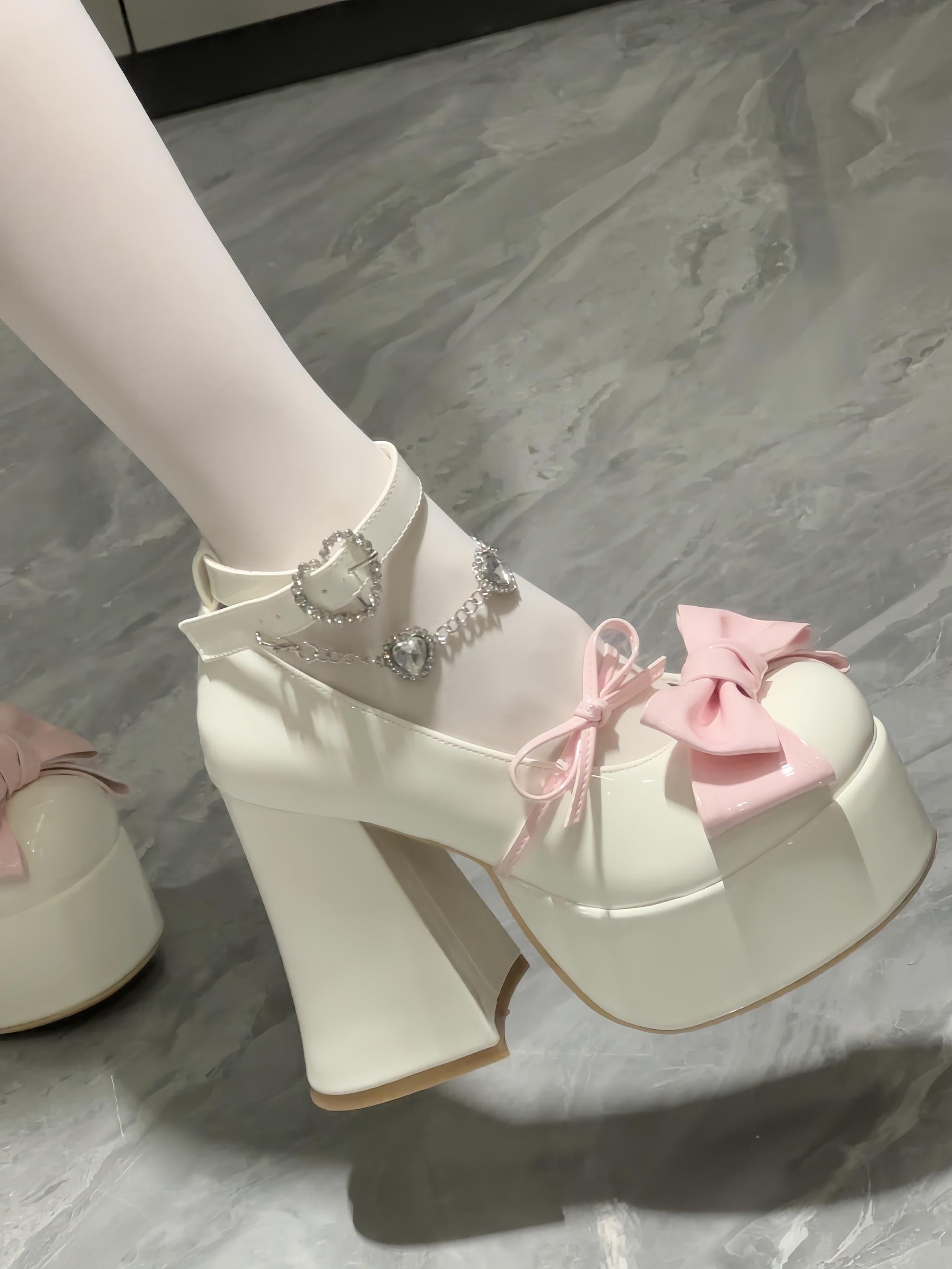 Princess Dudu - Sweet Lolita Heels Shoes, Rhinestone Chain