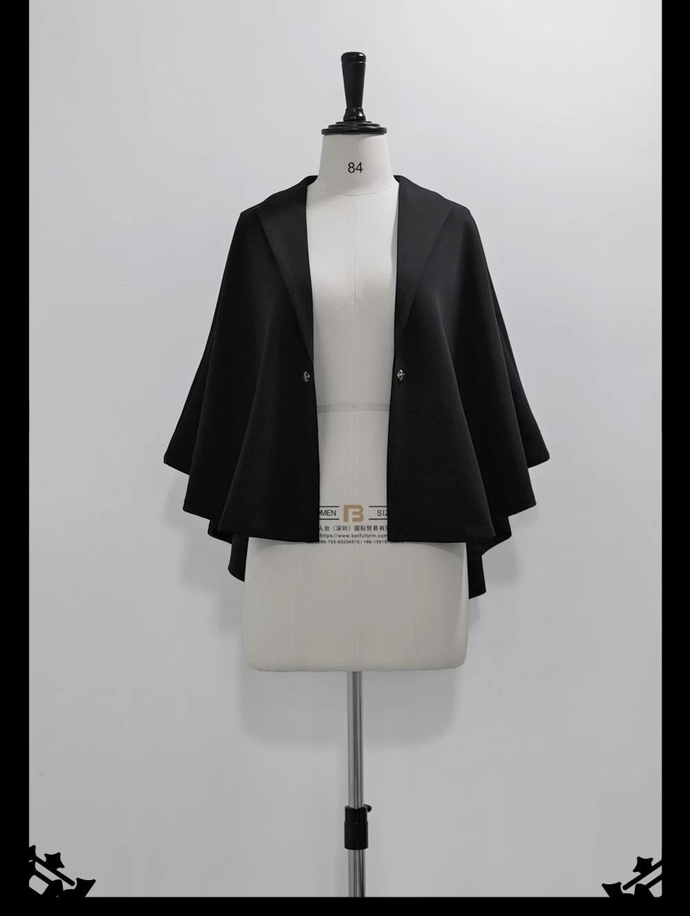 Princess Chronicles - Rabbit Feather - Black Ouji Lolita Vest Shorts Suit Prince Cloak Set (2XL L M S XL XS) 40536:663162