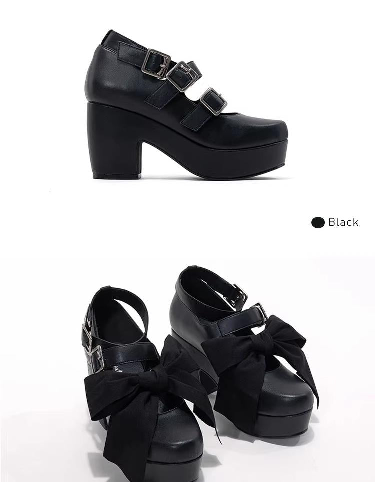 Custom-B - Gothic Lolita Heel Shoes, Triple Buckle Straps 44691:819129