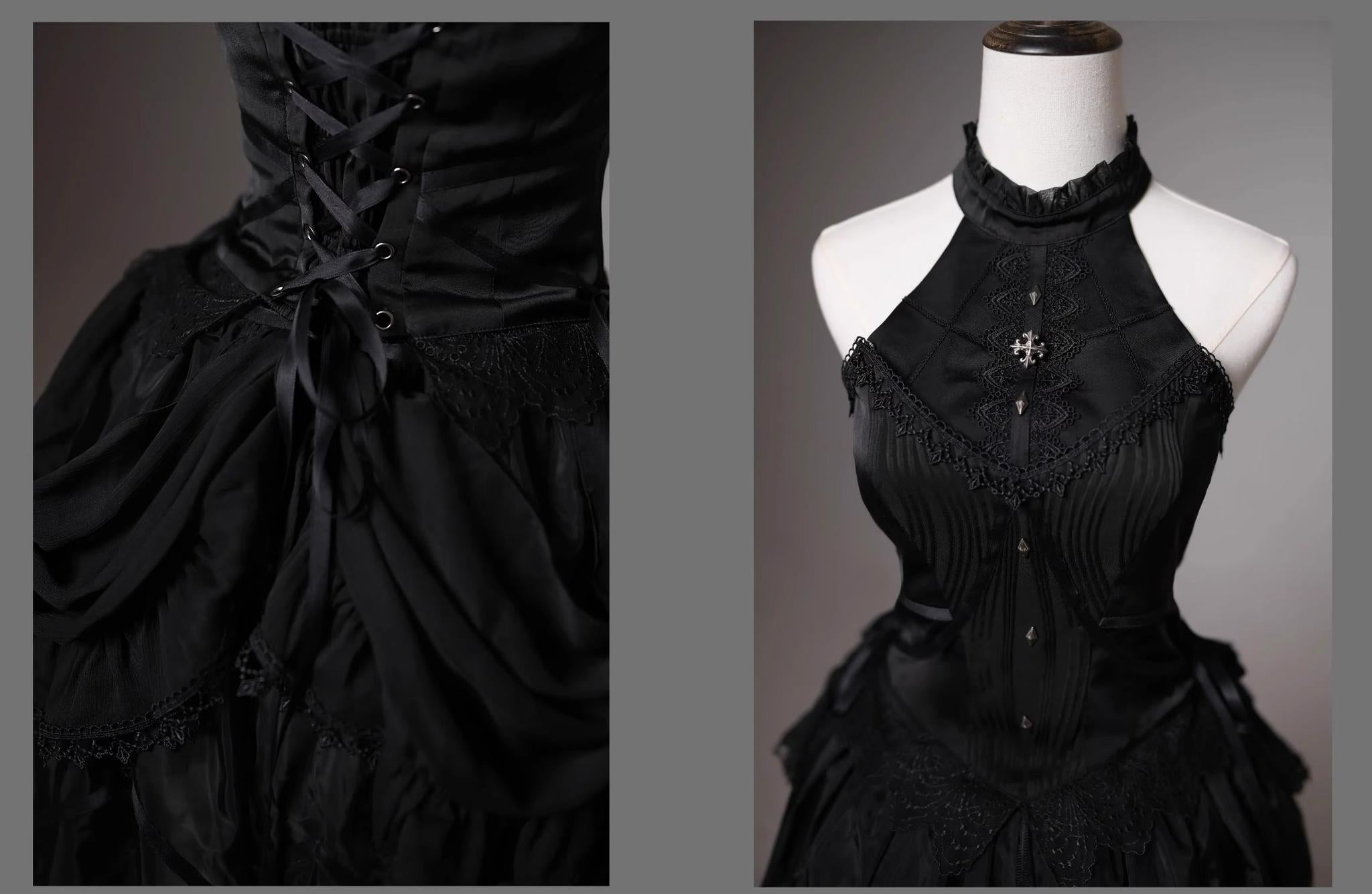Wuyuzhe - Wolf Hunter - Gothic Lolita SK Set Halter Overskirt Cape Vest