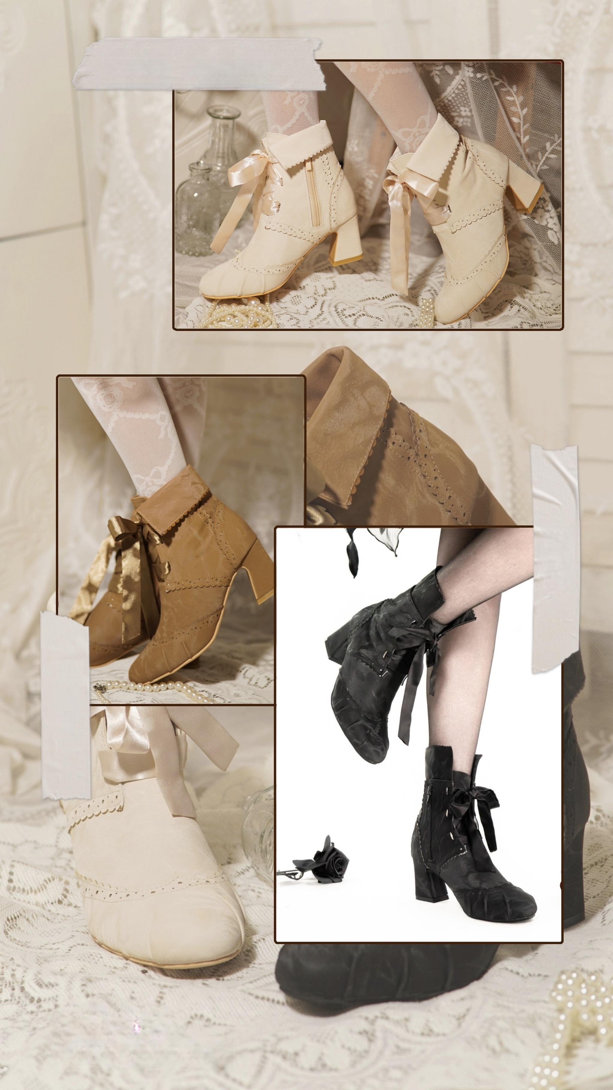 MR.Qiutian - Lady Incognita - Retro Lolita Ankle Boots, Size Zipper 44240:800759