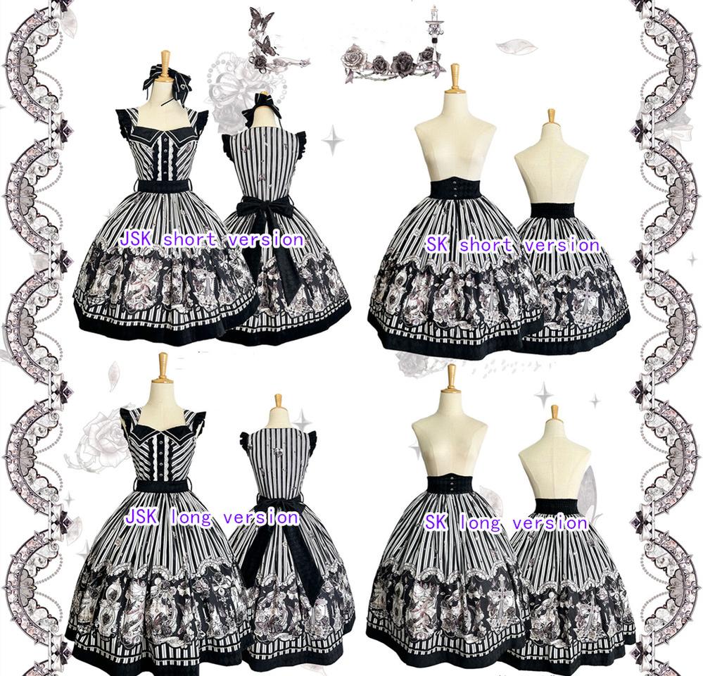 (Buyforme)Little Bear~Gothic Lolita Black and White Striped JSK Set 21350:301654