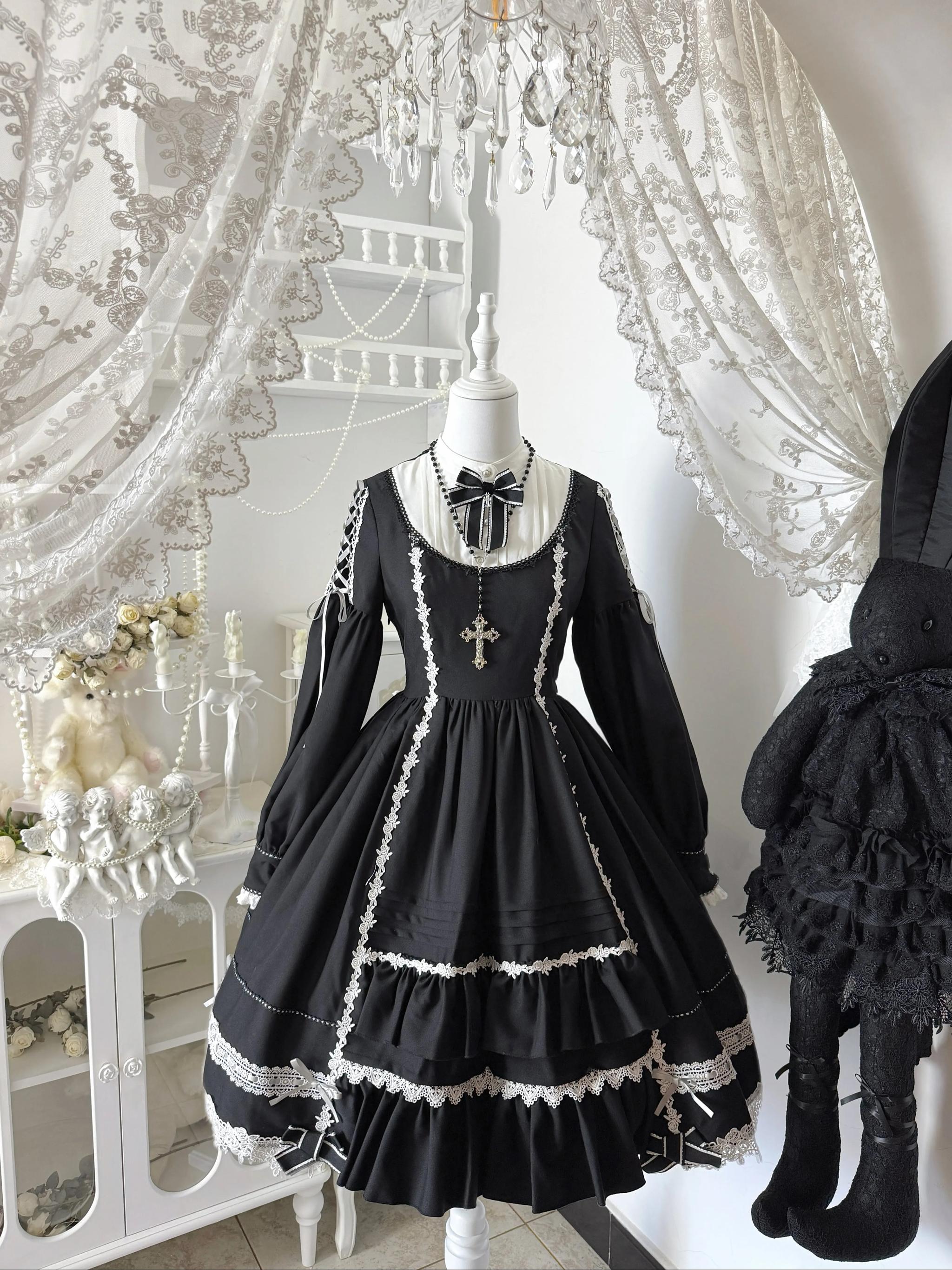 Ningyo Night - Old School Lolita OP Dress, Peter Pan Collar Cape (L M S XL) 44635:816674