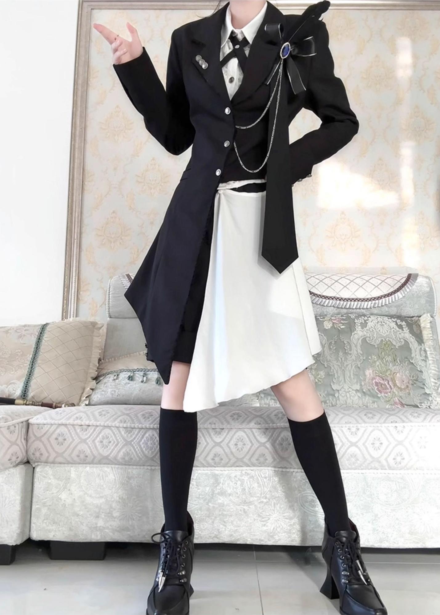 CastleToo - Black Tea Concerto - Ouji Lolita Outfit, Long Vest & Jacket 44022:792495