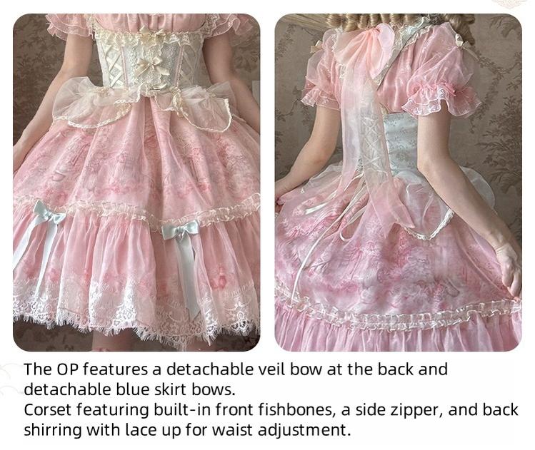 Spireme Cat - Wedding in Dream - Pink Sweet Lolita OP Dress, Detachable Corset