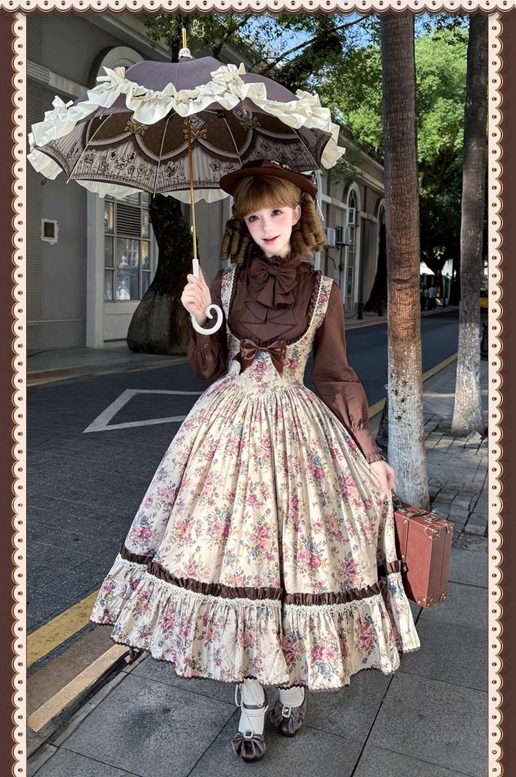 Alice in the Mirror - Albion Reverie - Floral Printed Old School Lolita JSK, Bust-Supporting Dress 44299:802563