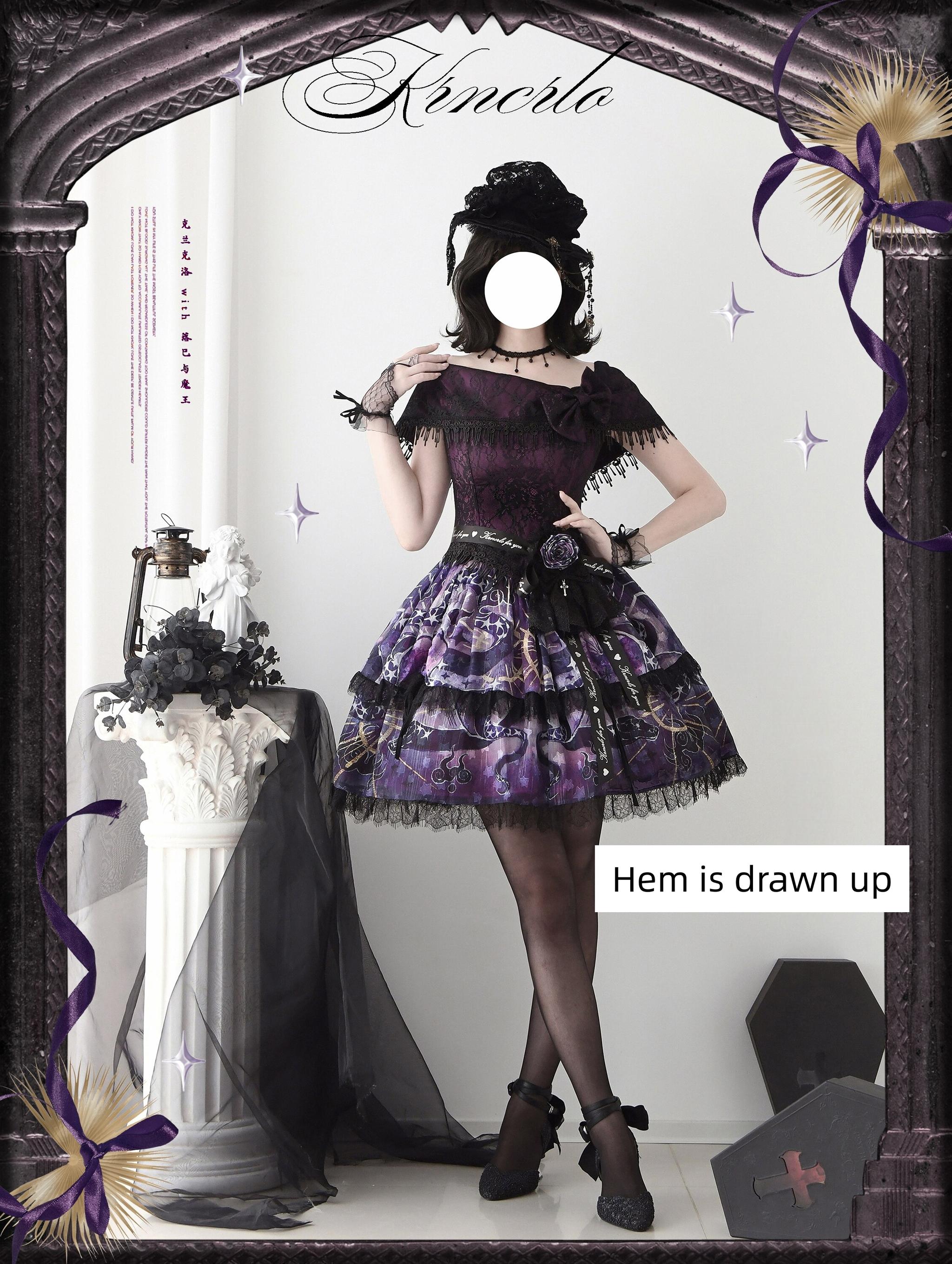 Laocoon - Gothic Lolita SK Suit With Purple Snake & Apple Print
