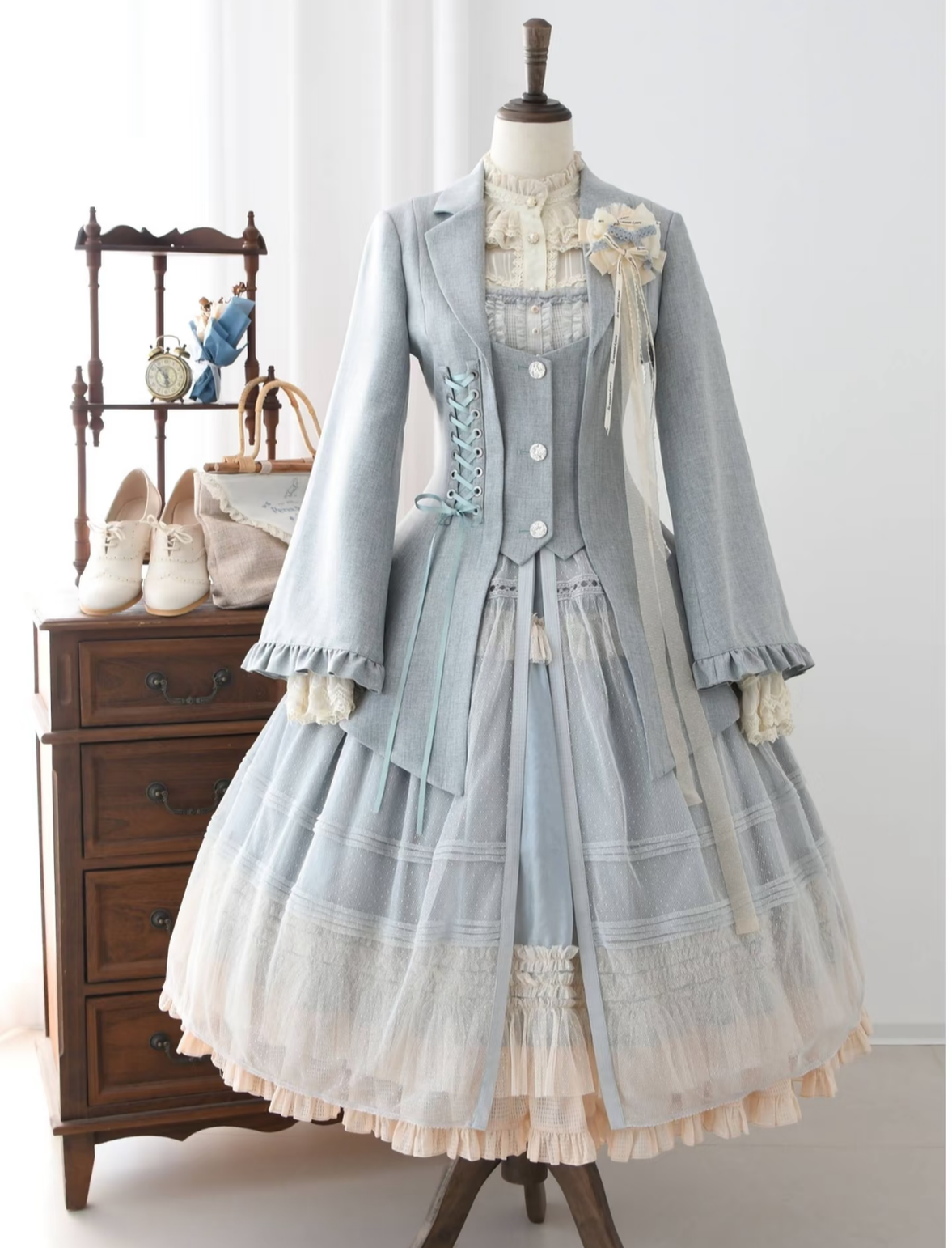 Pemberley Manor - Classic Lolita Slim Fit Coat, Notched Lapel Collar 45971:869964
