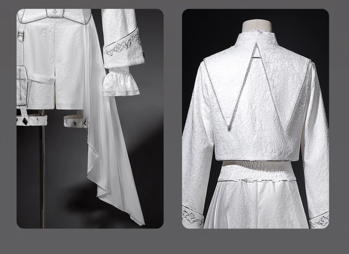 Silver Covenant - White Ouji Lolita Embroidery Coat and Shorts Set with Cross
