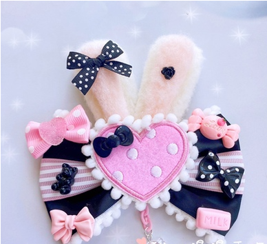 Sweetheart Endless - Sweet Lolita Lace Rabbit Ears Cuffs Multicolor a blackpink heart badge (not cuff)