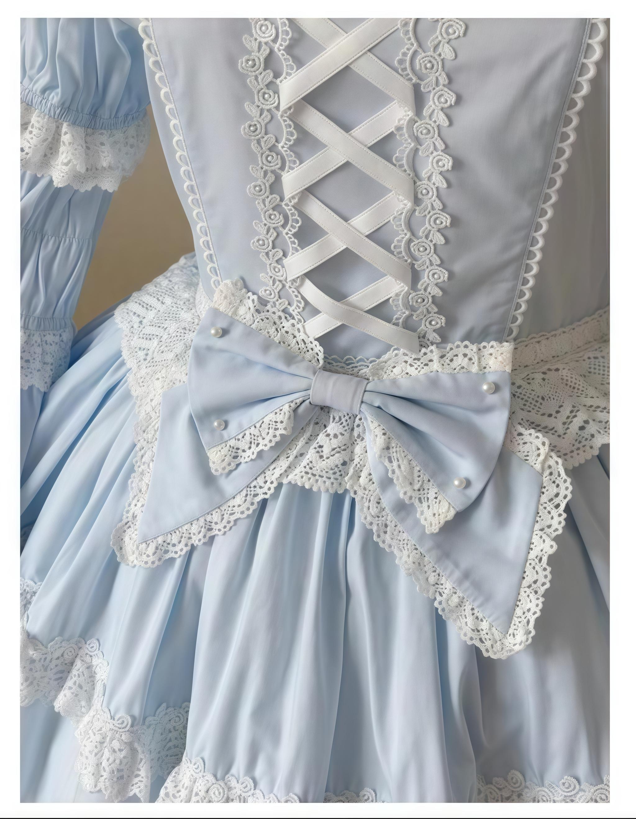 AerialCat~Cream Petals~Old School Lolita OP Tiered Ruffles Cotton Dress 42762:752785