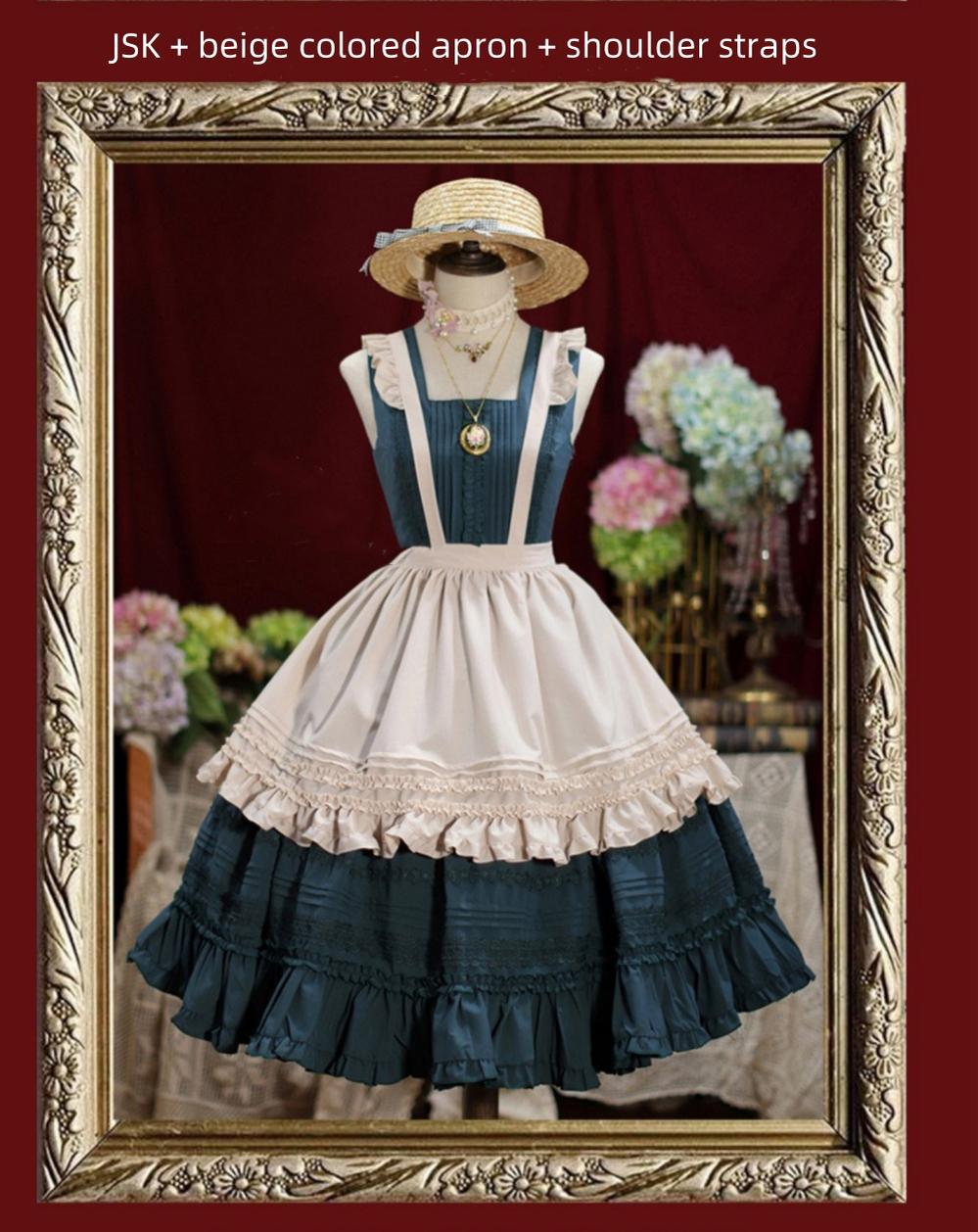 Tiny Garden - Nocturne Reminiscence - Elegant Lolita JSK Dress Multi-Wear Apron Dress Set 19290:596344