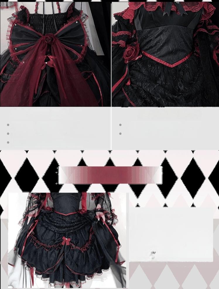 Cascading Poetry - Gothic Lolita JSK Dress, Lace & Tiered Hem