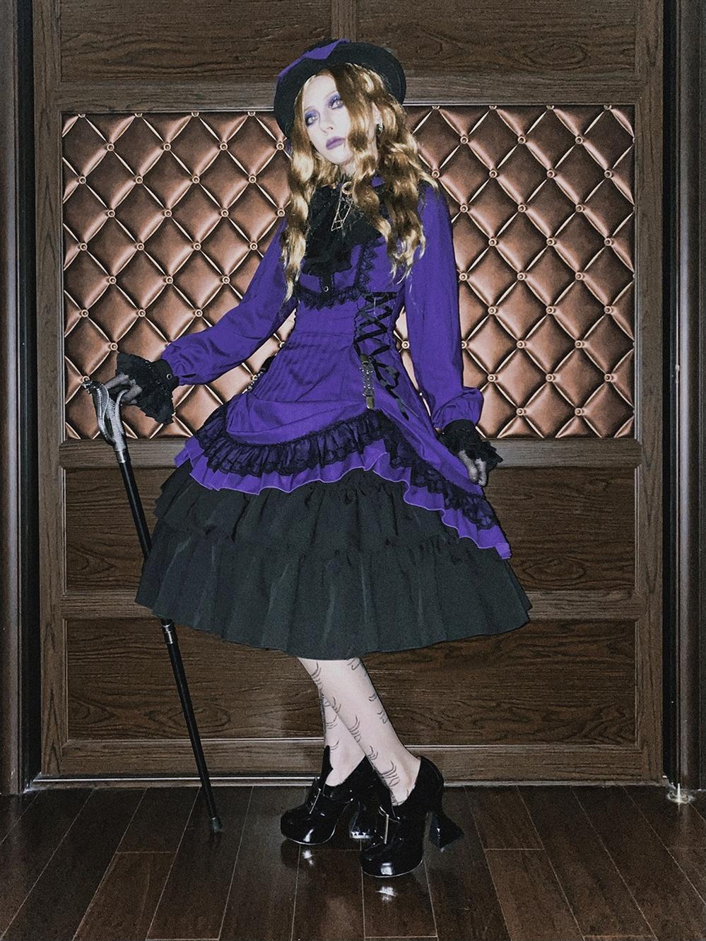 Miss Point - Perintz Manor - Gothic Lolita OP Long Sleeve Retro Lolita Dress 39904:643092