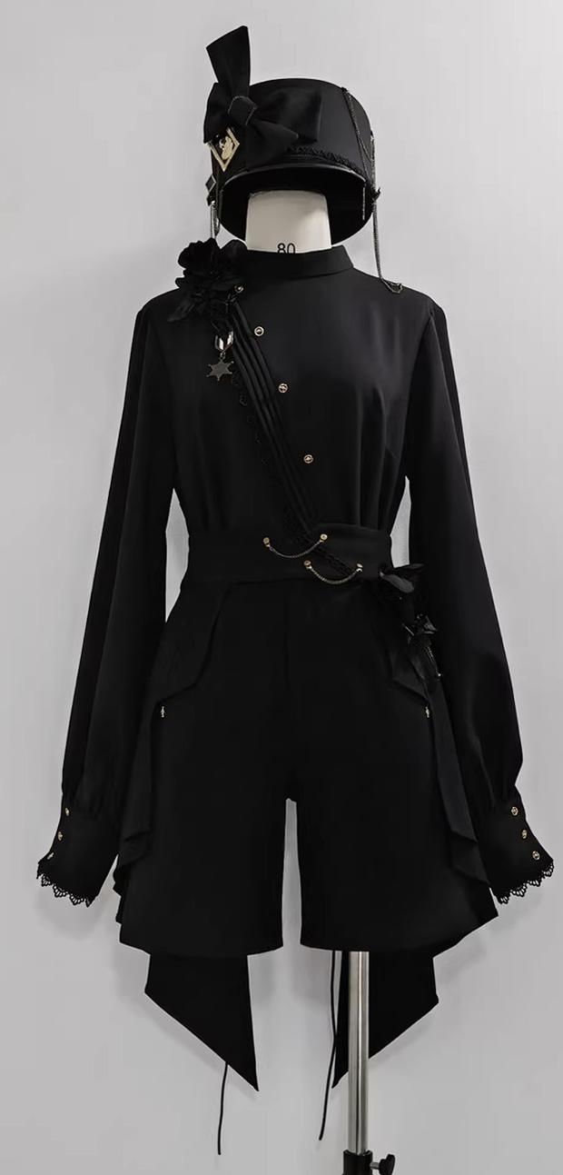 Rose's Will - Ouji Lolita Shirt, High-Low Hem Shorts