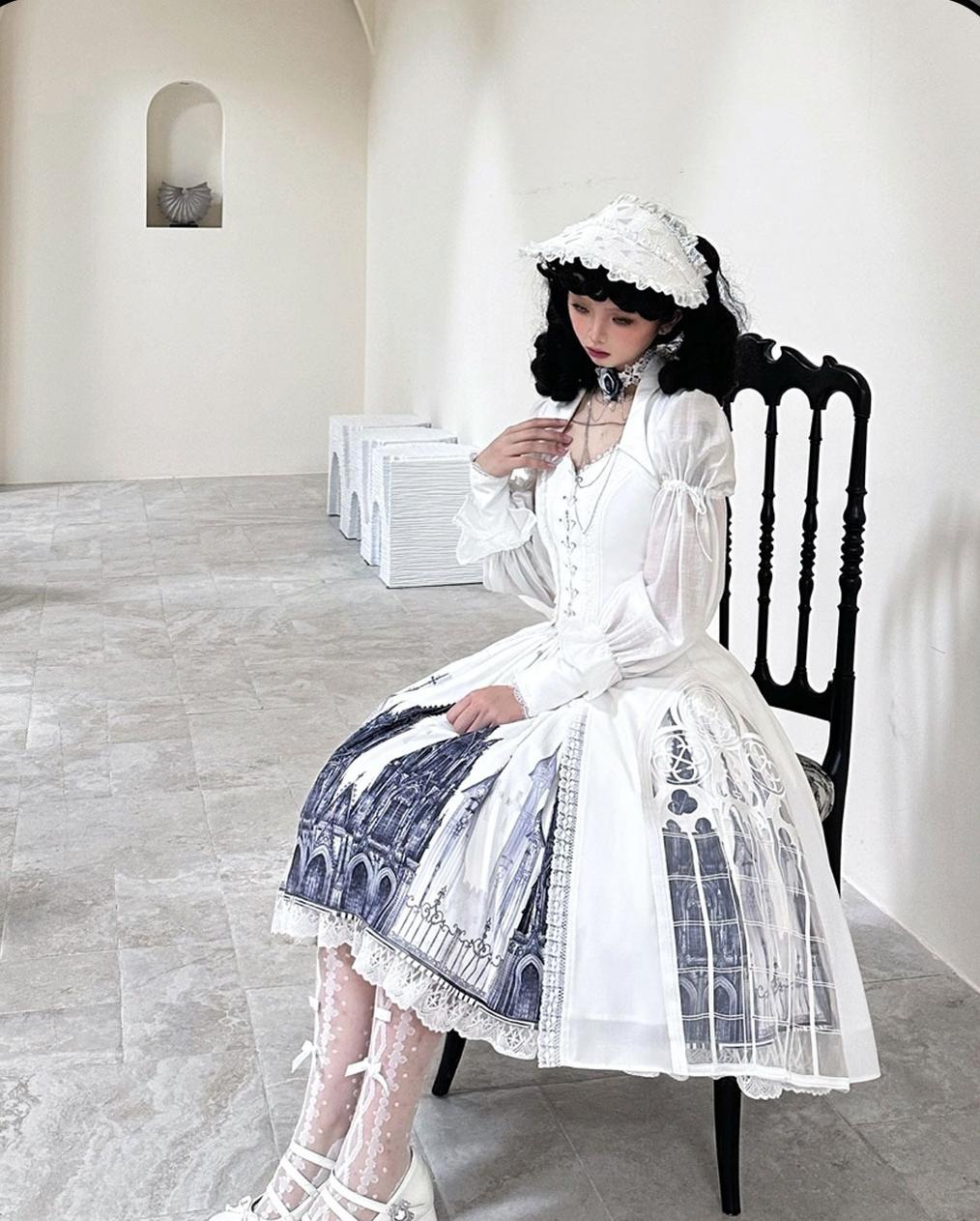 Susin Lolita - Night Traveler - Gothic Lolita Skirt Outfit Long Coat Shirt and Bustier Set 42118:727531