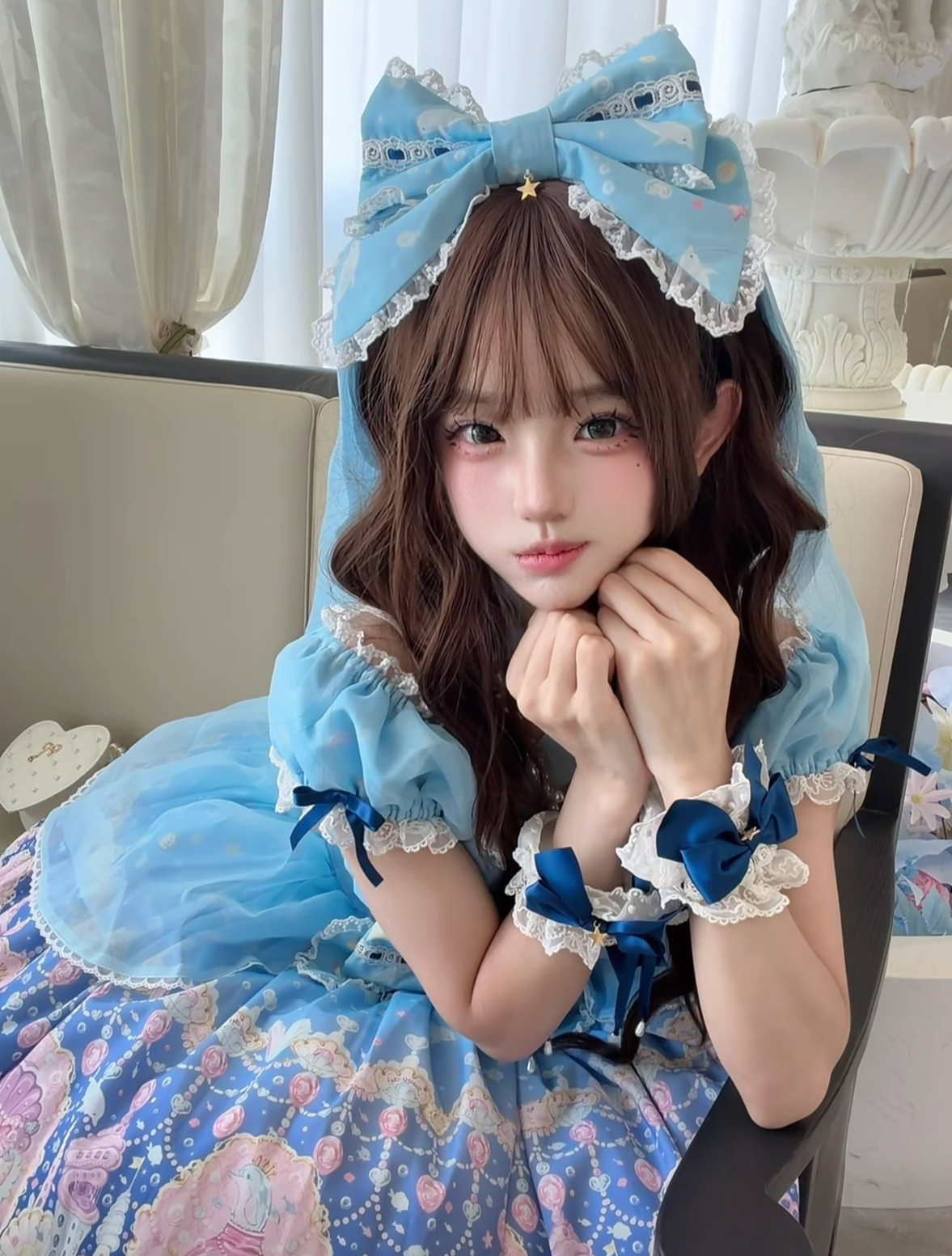 Dolphin Perfume Bottle - Sweet Lolita JSK & Halter OP, Dolphin & Perfume Bottle Print (L M S XL) 45944:868828
