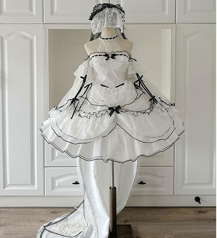 Daydream Whisper - Layered Poem - Wedding Sweet Plus Size Lolita JSK Dress Set 44159:797643