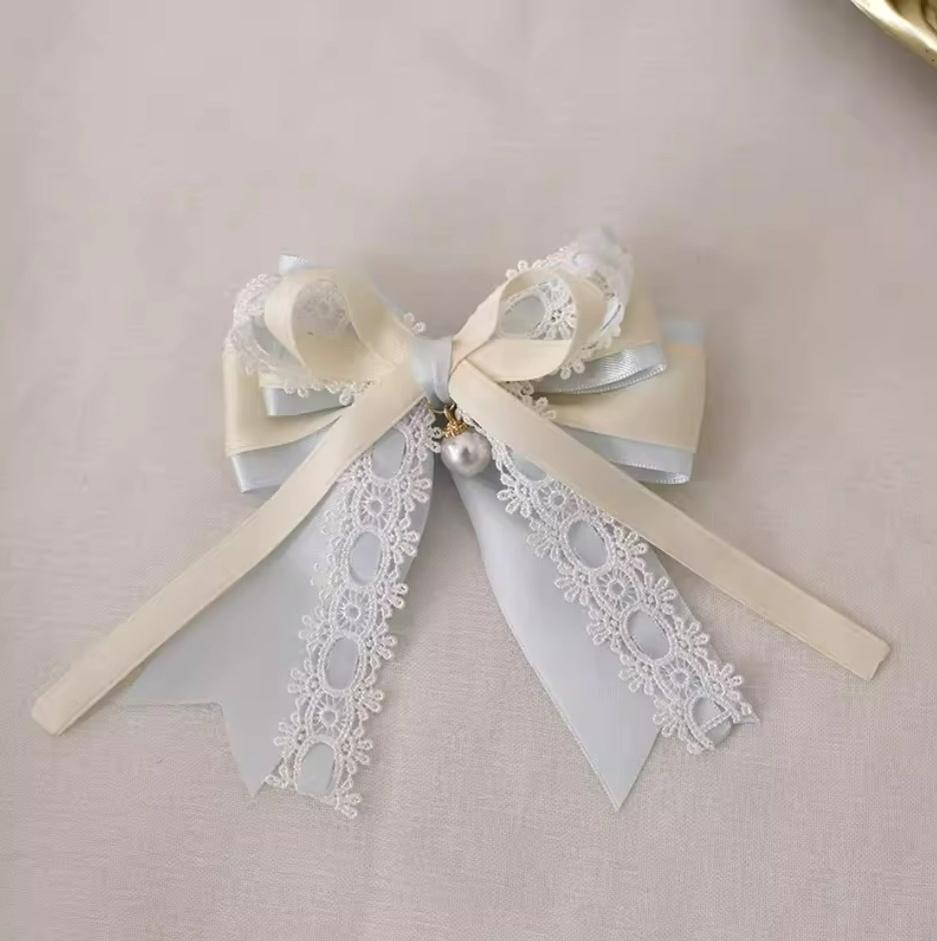 Xiaogui - Four Seasons Floral - Sweet Lolita Headdress Bow KC Lace Cuffs a lace bow hair clip