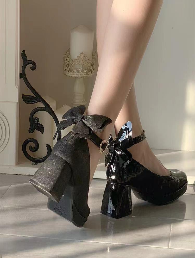 Pure Tea For Dream~Untouchable Butterfly~Elegant Lolita Heels Lolita Shoes PU Shining Platform (34 35 36 37 38 39 40 41) 32642:388820