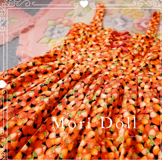 Mori Doll~Daily Lolita Colorful Patterns JSK Multicolors S strawberry print (L M S) 20548:290058