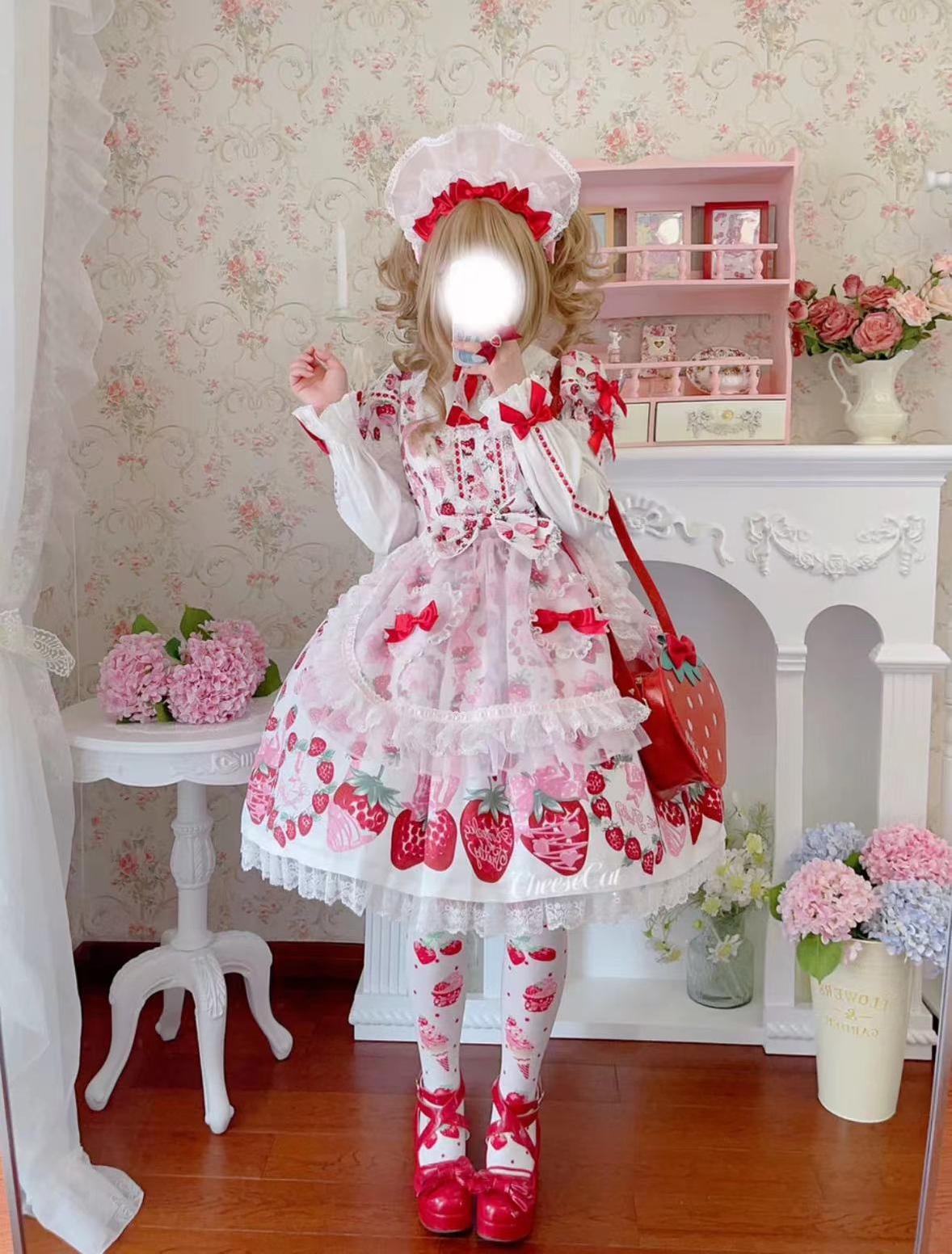 CheeseCat~Sweet Lolita Bonnet Organza Bow Headdress 35230:493964