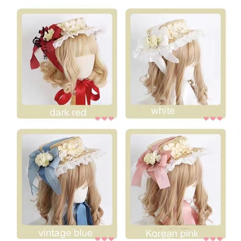 Xiaogui - Muliti-Color Elegant Flower Wedding Hat cap(with fixation clip) vintage blue