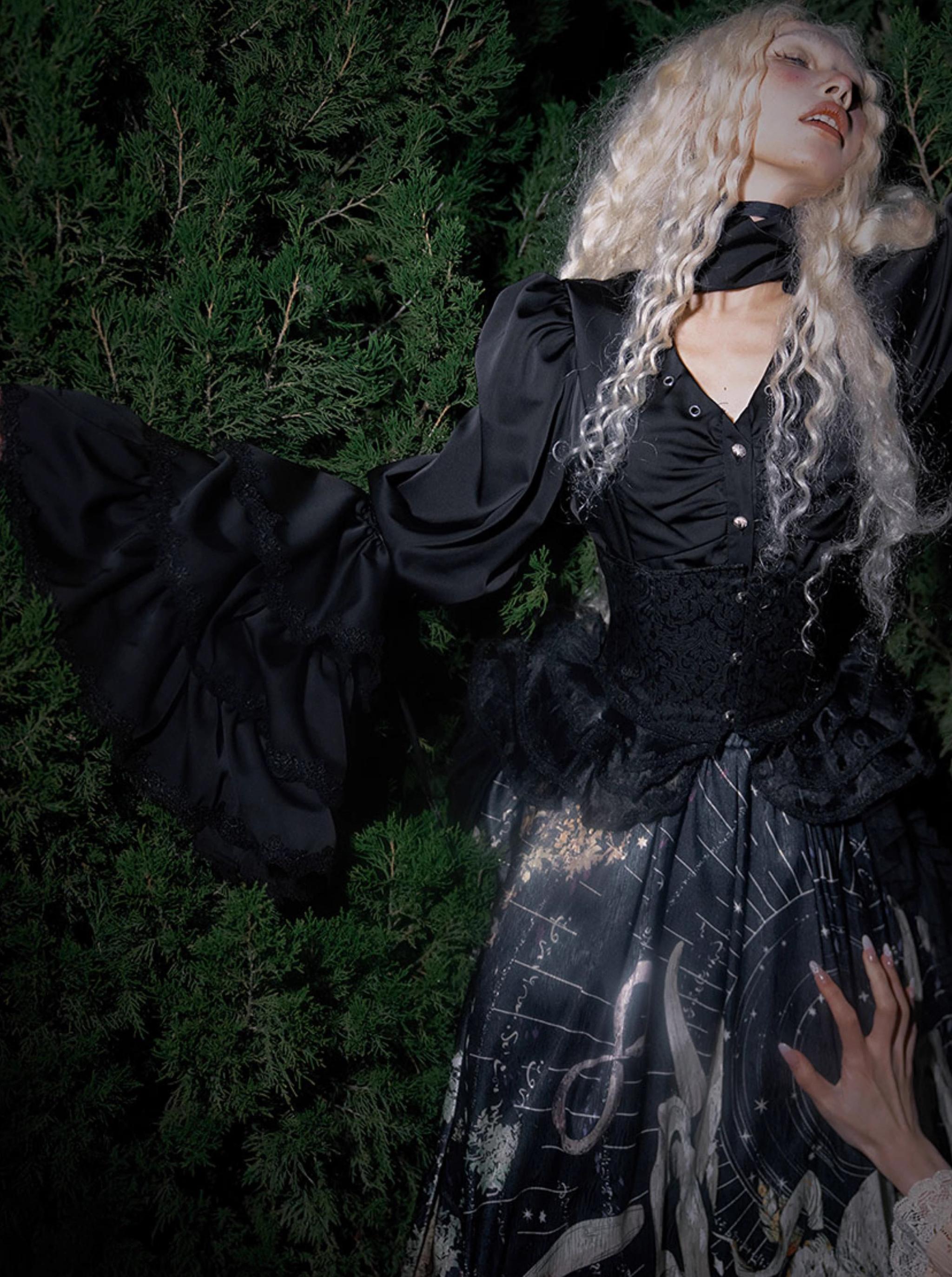 Caged Bird Hotel - Reborn Ancient God - Gothic Lolita Shirt & Skirt Set