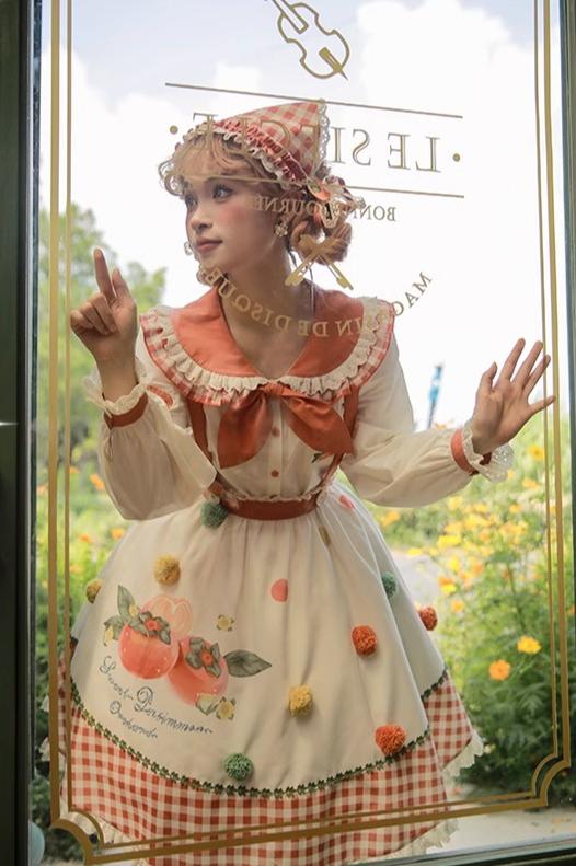 Mademoiselle Pearl - Persimmon - Autumn Persimmon Print Lolita OP JSK SK Dress