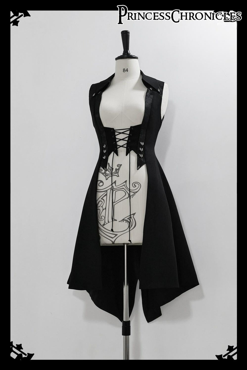 Princess Chronicles - Red and Black 4.0 - Ouji Lolita Shorts Outfit Long Vest Prince Blouse Long Vest Only (pre-order) XS