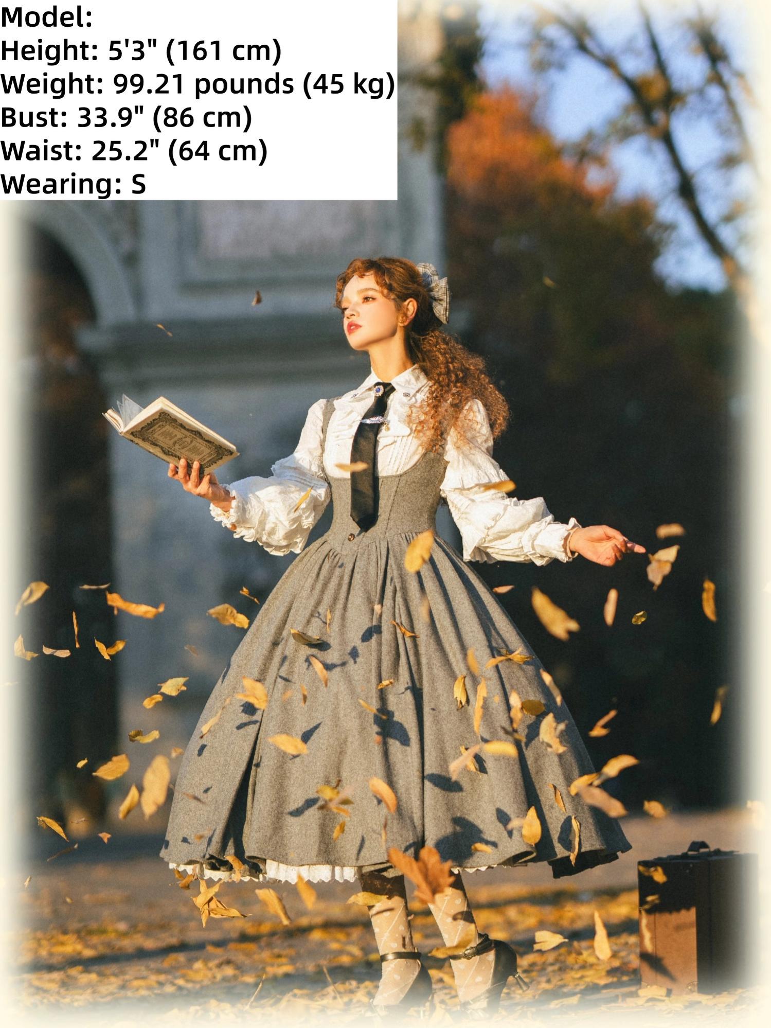 Wand Not for Your Lover - Wool Classic Lolita Bust Supporting JSK, Embroidered Shirt 44597:815844