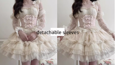 Original Design~Heart Flutter Love~Sweet Lolita Accessoriy Set and Inner Wear Multicolors a pair of deatchable sleeves beige 