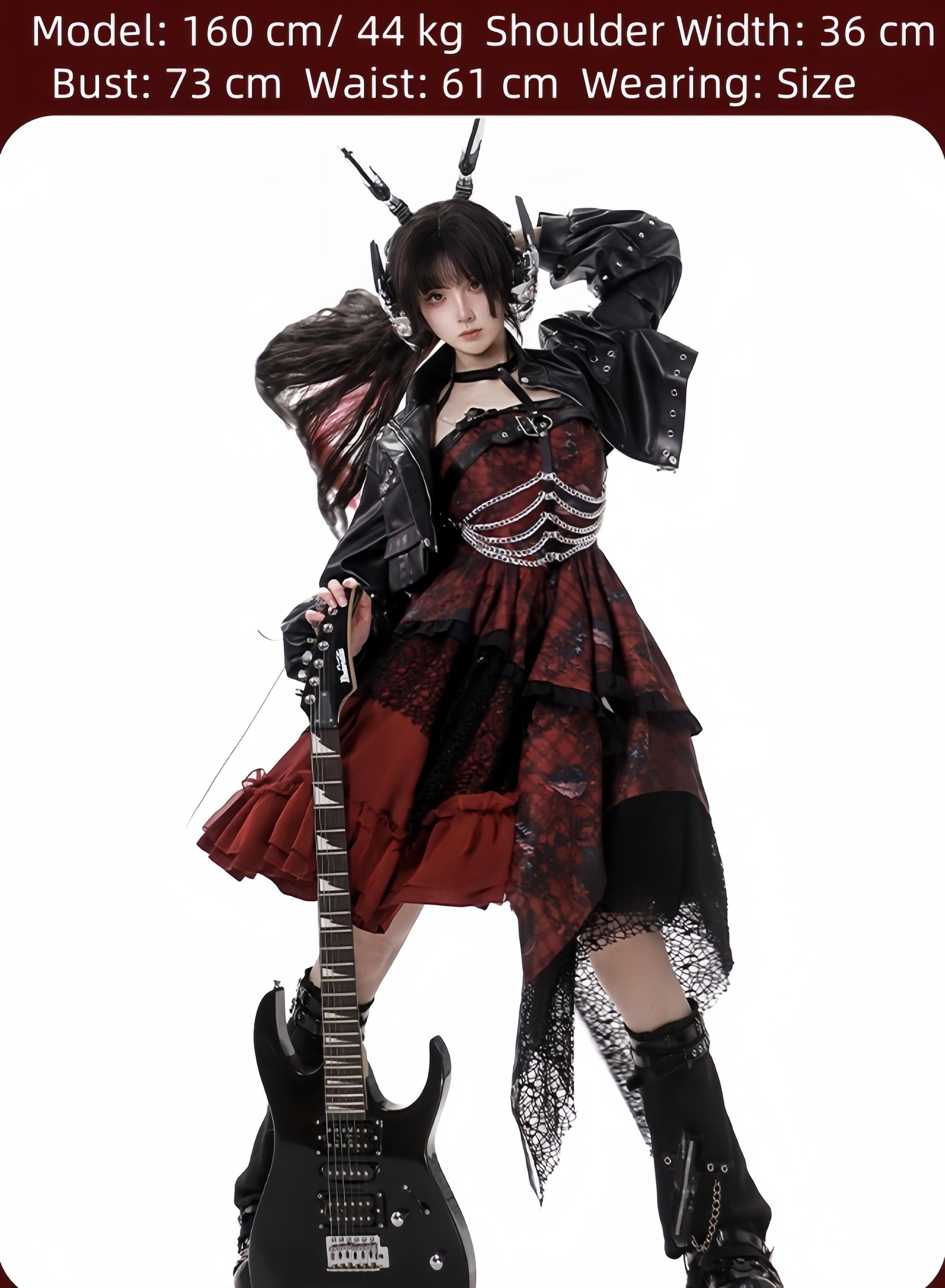 Bleeding Strawberry - Gothic Lolita JSK Dress With Jacket/Rib Chain Accessory