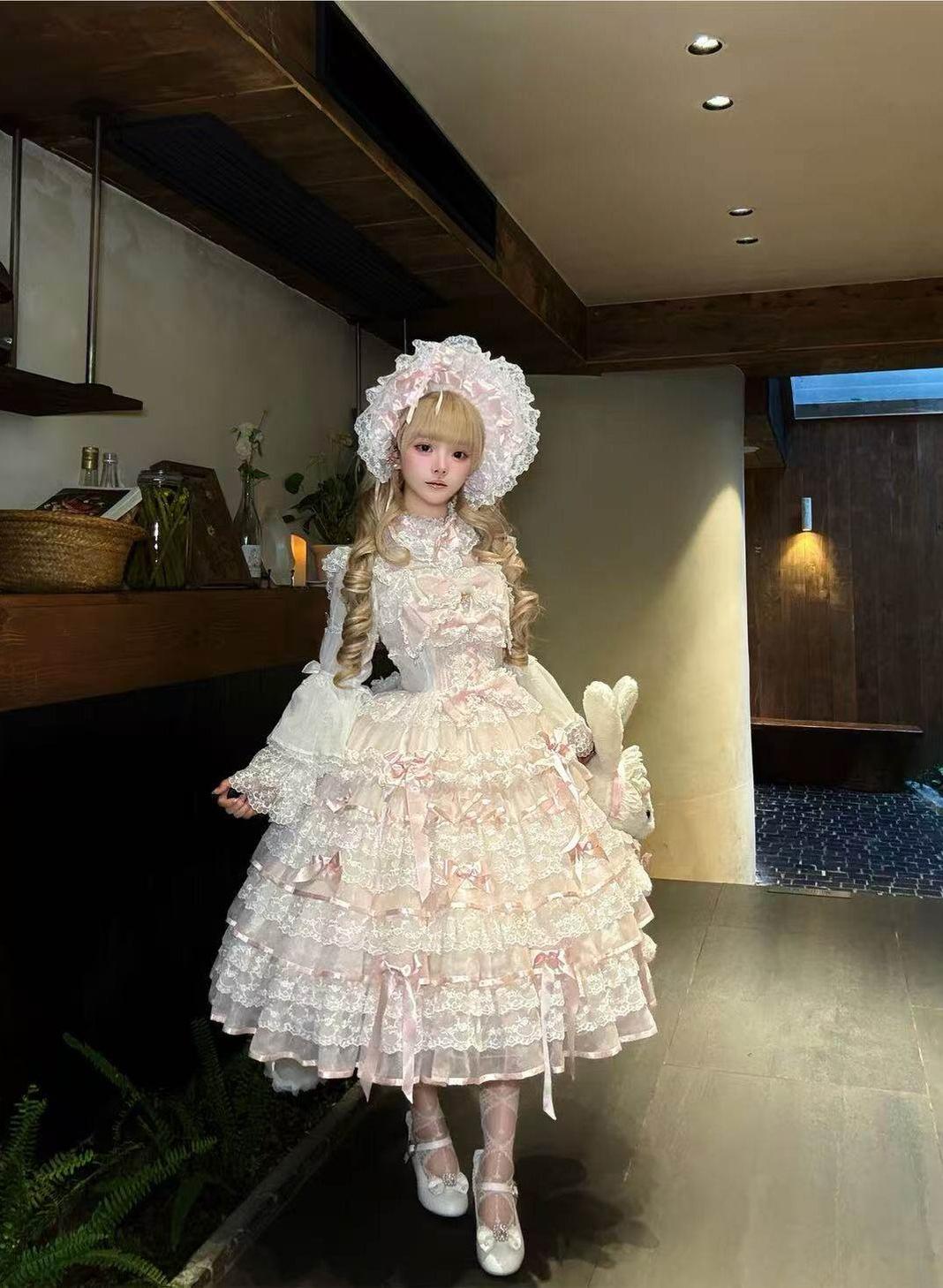 Sakura Snow Love Song - Wedding Sweet Lolita JSK Dress, Lace & Bows Details 44530:812512