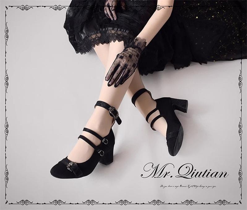 MR.Qiutian~Velia~Elegent Lolita Shoes CLA Thick Heel Shoes Black Size 35( fits the feet of 34) 