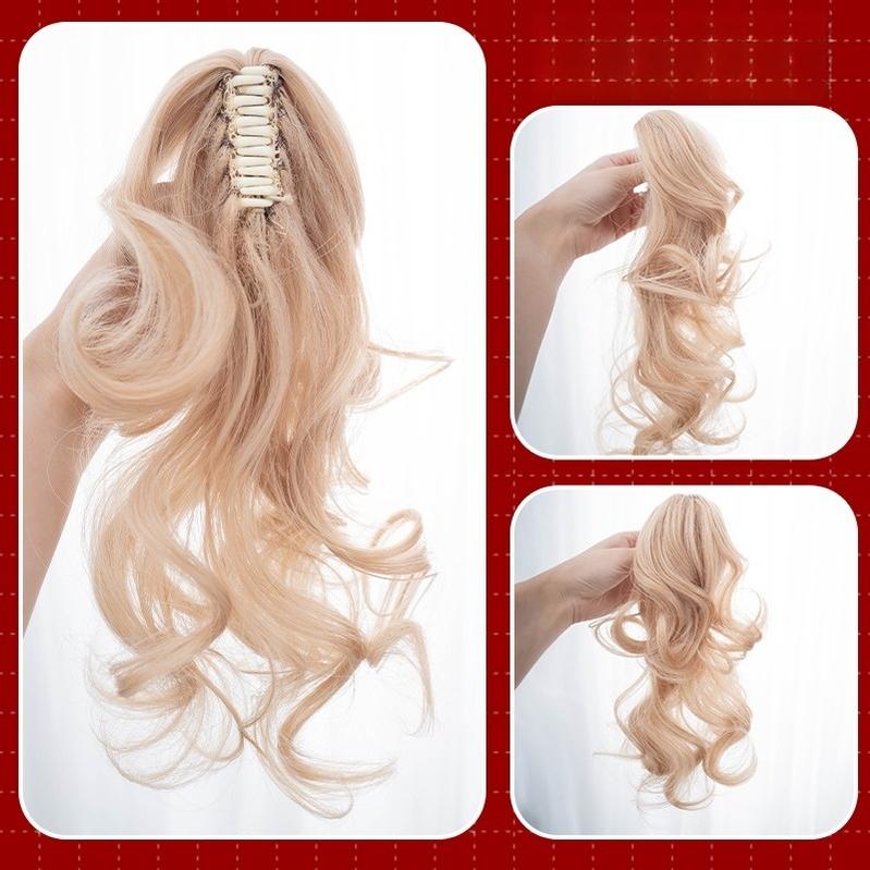 Alicegarden - Doll-like Lolita Bob Wig with Detachable Curly Ponytail Golden - 2 Ponytail Clips Only