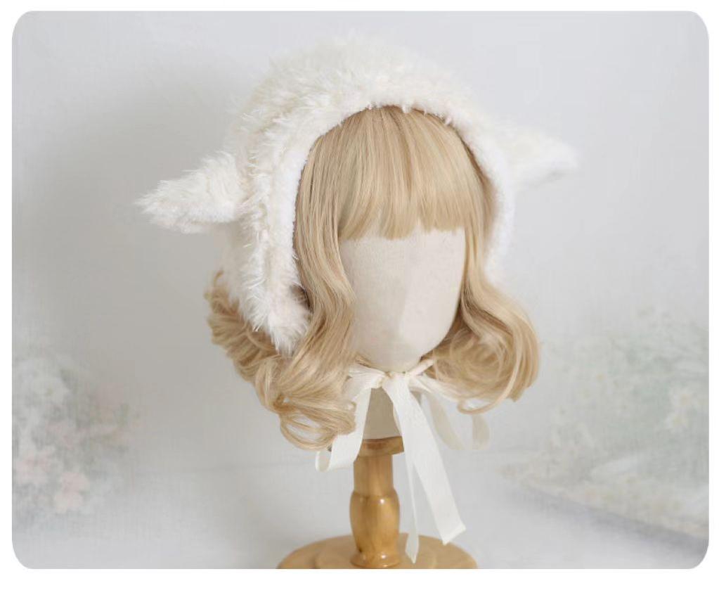 Xiaogui - Kawaii Lolita Earflap Hat Winter Lolita Earflap Hat Sheep Ear