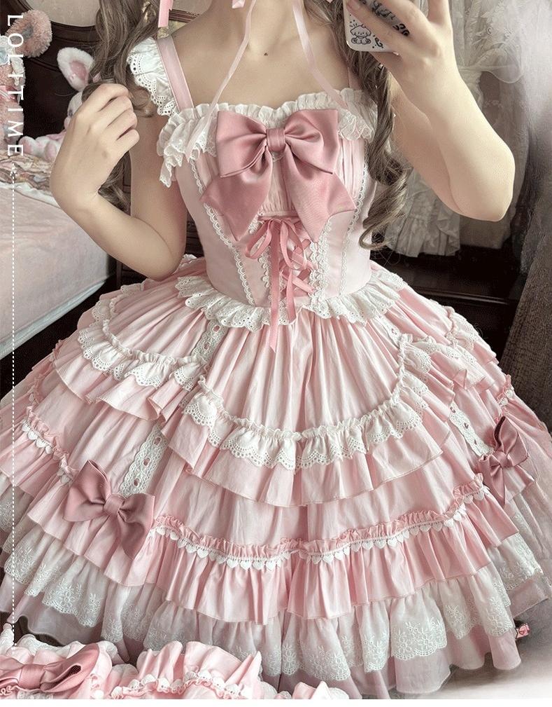ZhiJinYuan - Sweet Mousse - Sweet Lolita JSK in Playful Colors with Bow Decoration