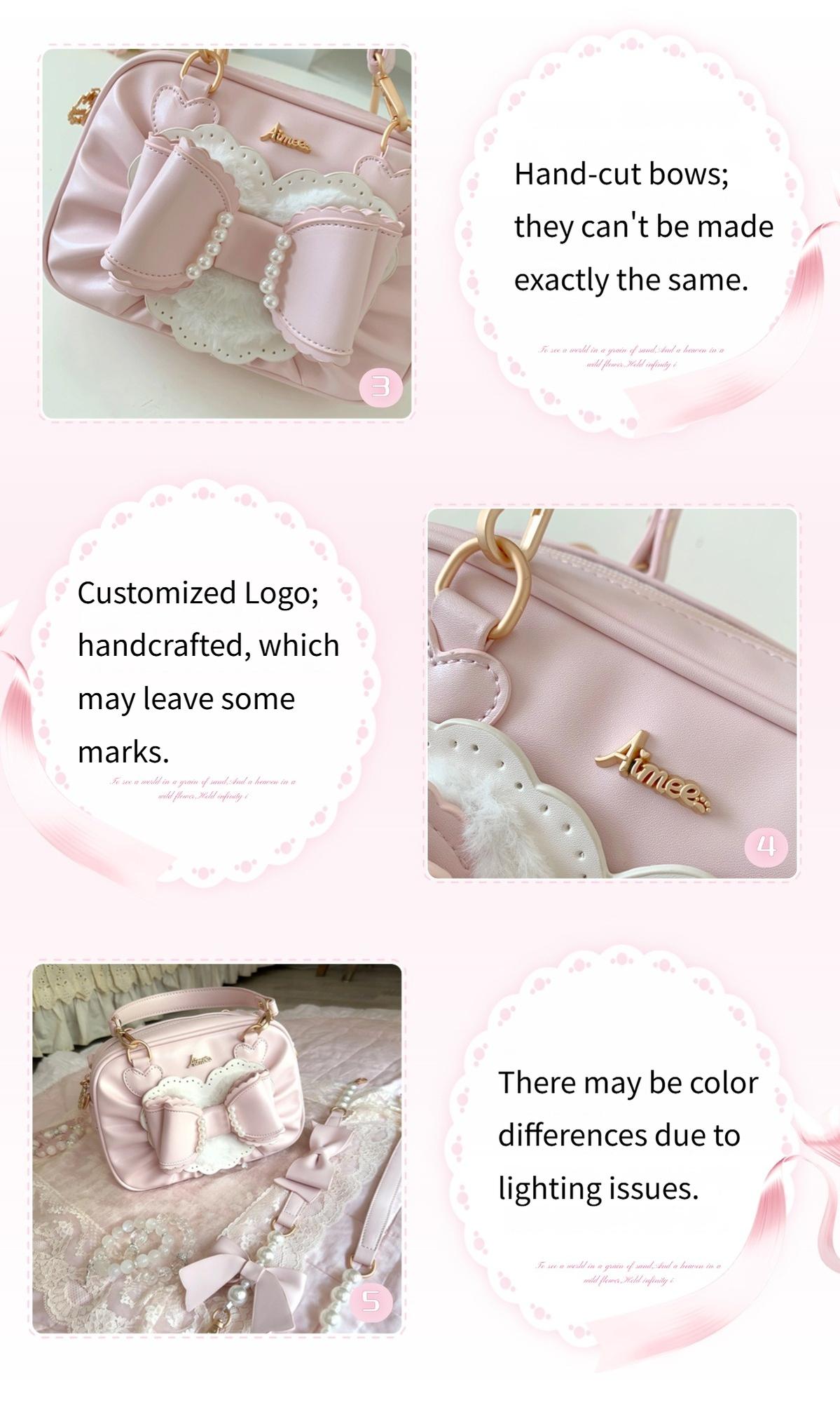 Aimee - Peach Cube Box - Sweet Lolita Pink Handbag, Bow & Pearl 43846:786899