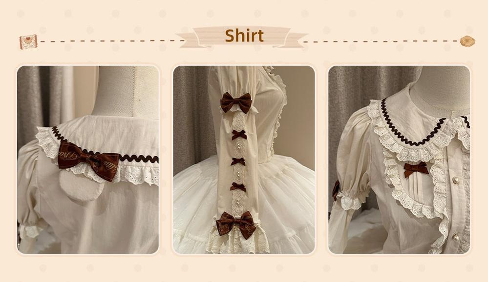 Little Bear Workshop - Primted Sweet Lolita Dress, Long Sleeved Blouse 44573:813780