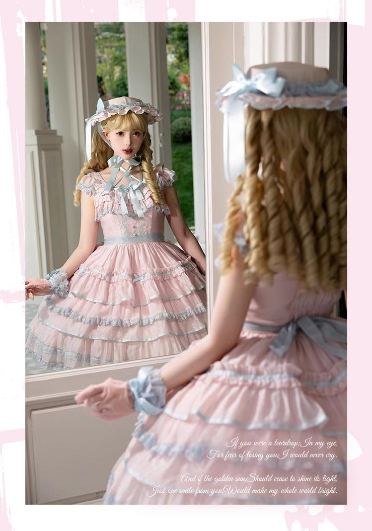 The Seventh Doll - Summer Evening Banquet - Sweet Lolita JSK with Tiered Ruffle Design and Hat 42722:750929