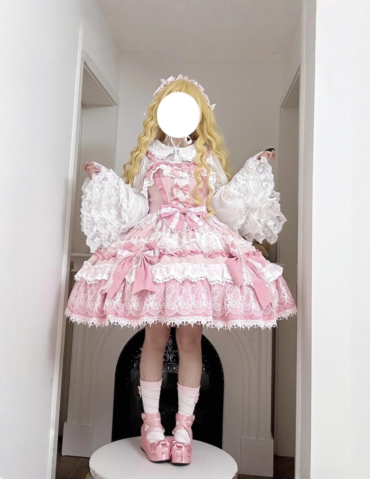 Qianmu - Granulated Sugar - Doll-like Sweet Lolita Lace Blouse, Hime Sleeve 44108:796441