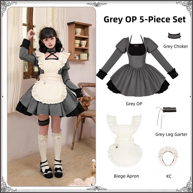 With PUJI - Suki - Maid Lolita OP Set, Detachable Apron, Juliet Sleeve (L M S) 44273:802764